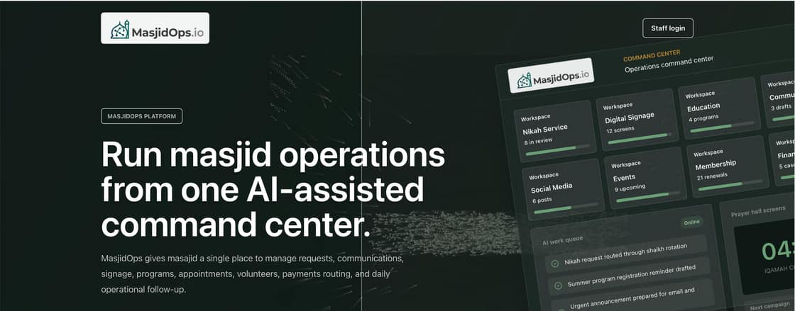MasjidOps — operations command center